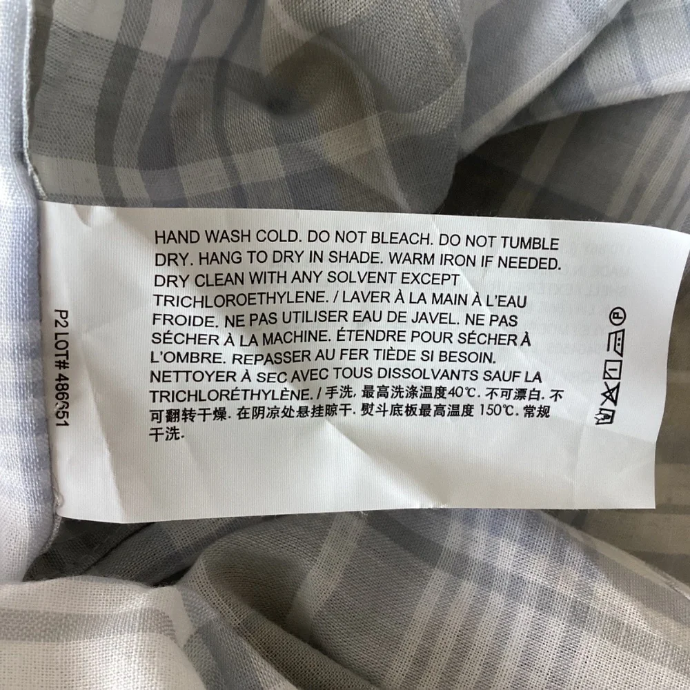 Theory Plaid Cotton & Linen Button-Up Shirt, size L - Picture 8 of 11